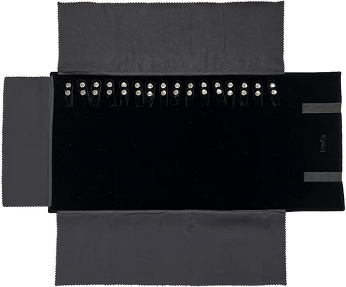 UnionPlus Velet Travel Jewelry Case Roll Bag Organizer for Necklace Bracelet Earrings Ring, Black - Necklace Only