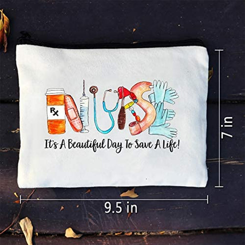 Kimoli Gifts for Nurses Nurse Gifts for Women Makeup Bag Canvas Cosmetic Bag Cute Pouch for Purse (Style-E)