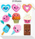 WaaHome Valentines Stickers for Kids 207pcs Smile Face Heart Candy Cupcake Ice Cream Stickers for Kids Party Decor School Classroom Reward Scrapbooking Supplies