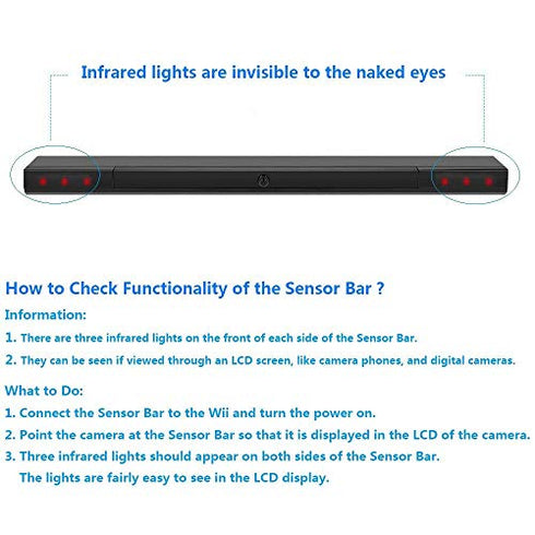 YZlolmeo Wii Sensor Bar Wireless Sensor for Wii U/Wii Dolphin Bar White