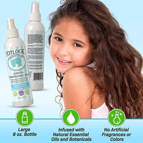 TotLogic Kids Detangler Hair Spray and Toddler Leave In Conditioner - Naturally Scented with Essential Oils - Original, 8 oz