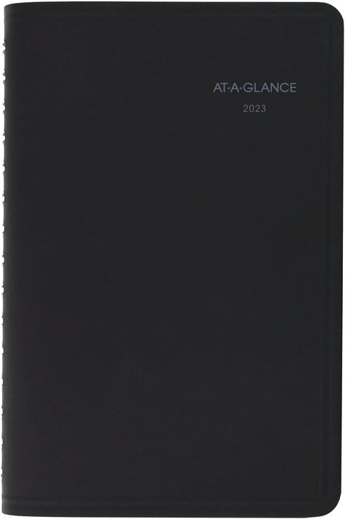 AT-A-GLANCE 2023 Weekly & Monthly Planner, QuickNotes, Hourly Appointment Book, 5" x 8", Small, Monthly Tabs, Pocket, Black (760205)
