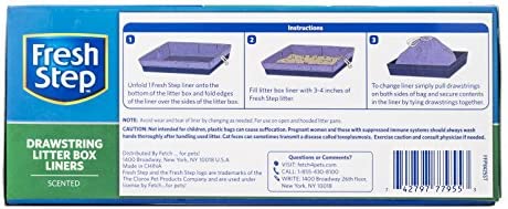 Fresh Step Drawstring Cat Litter Box Liners, Scented, Jumbo Size, 36" x 19" - 7 Count | Kitty Litter Bags, Cat Litter Liners for All Cats To Keep Your Home Clean