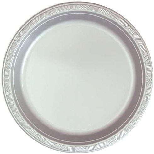 Hanna K. Signature Collection Round Plates-10 | Silver | Pack of 50 Plastic Plate, 10 inch