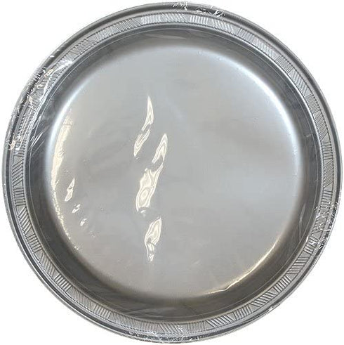 Hanna K. Signature Collection Round Plates-10 | Silver | Pack of 50 Plastic Plate, 10 inch