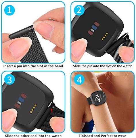 Limque Magnetic Bands Compatible with Fitbit Versa/Versa 2/Versa Lite/SE, Women Men Metal Adjustable Replacement Wristband for Fitbit Versa Smart Watch Multi-Color