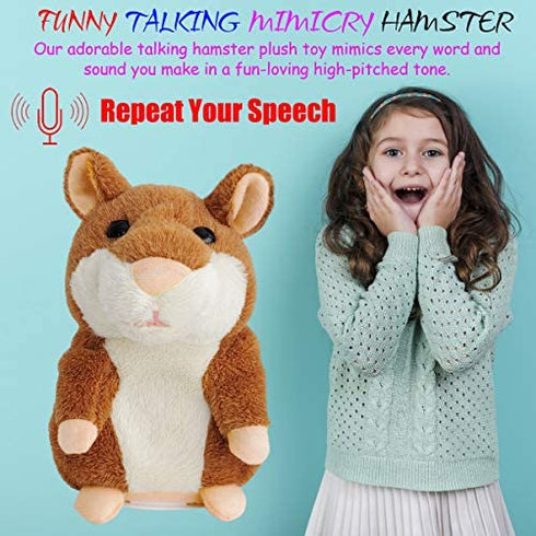 Tockrop Talking Hamster Mouse Plush Interactive Toy Repeat What You Say Mimicry Pet Talking Record for Early Learning