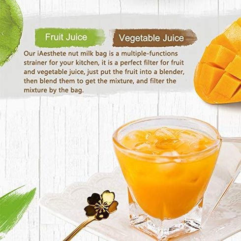 2 Pack - 80 Micron Nut Milk Bag - 12X12 Inches - Multiple Usage Reusable Food Strainer, Cold Brew Coffee Bag, Food Grade Nylon Mesh, BPA-Free, Cheesecloth Bag, Yogurt Strainer, Juice Filter
