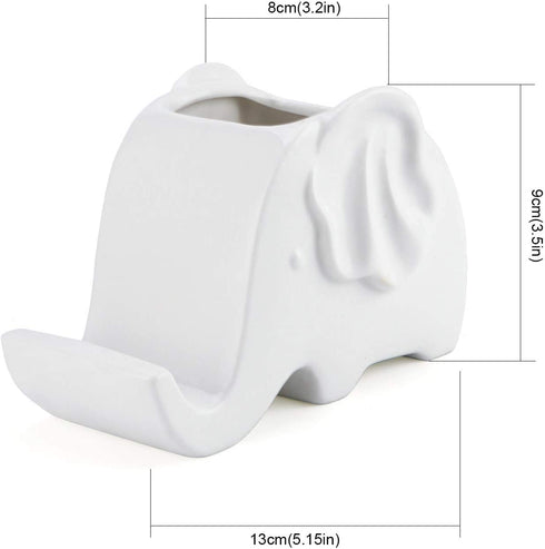 Ceramic Pencil Holder,desktop Stationery Box Organizer?Mobile phone bracket (elephant)