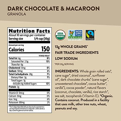 Love Crunch Organic Dark Chocolate Macaroon Granola, Non-GMO, Fair Trade, by Nature's Path, 11.5 Ounce (Pack of 1)