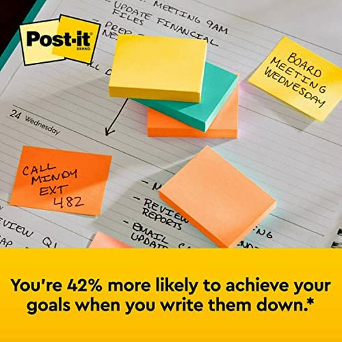 Post-it Mini Notes, 1.5x2 in, 12 Pads, America's #1 Favorite Sticky Notes, Cape Town Collection, Bright Colors (Magenta, Pink, Blue, Green), Clean Removal, Recyclable (653AN)