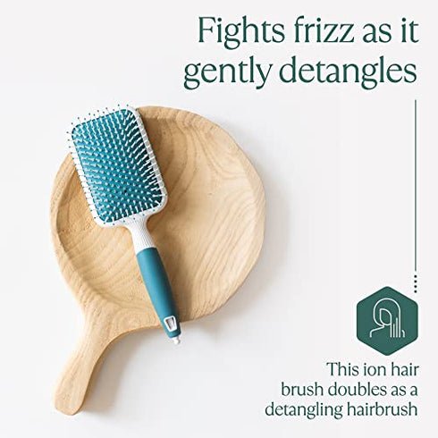 Hair Brush for Thick Hair with Ionic Minerals - Paddle Brush for Men and Women, for Blow Drying, Straightening - Gentle Bristles, Easy Comfort Grip Flat by Osensia (Paddle Brush)