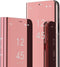 LEMAXELERS Samsung Galaxy Note 20 Ultra Case Slim Clear View Flip Bookstyle Ultra Slim Protecter Shell with Kickstand Protective Cover for Samsung Galaxy Note 20 Ultra Mirror PU Rose Gold
