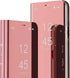 LEMAXELERS Samsung Galaxy Note 20 Ultra Case Slim Clear View Flip Bookstyle Ultra Slim Protecter Shell with Kickstand Protective Cover for Samsung Galaxy Note 20 Ultra Mirror PU Rose Gold