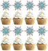 Ercadio 24 Pack Snowflake Cupcake Toppers Double Layers Silver and Blue Winter Theme Cupcake Picks Baby Shower Kids Birthday Party Christmas Cake Decorations Supplies