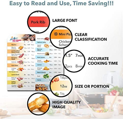 Air Fryer Magnetic Cheat Sheet for Instant Pot Air Fryer, Instapot Air Fryer Accessories Cooking Times Chart, Airfryer Frying Quick Reference Guide Kitchen Cookbook Magnets ( White )