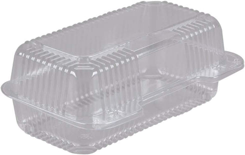 The Bakers Pantry cake roll container Clear Hinged Lid disposable 9"x 5 great for Loaf Deep Cookies plastic containers disposable donut cookie sandwich clamshell containers for food (Pack of 50)
