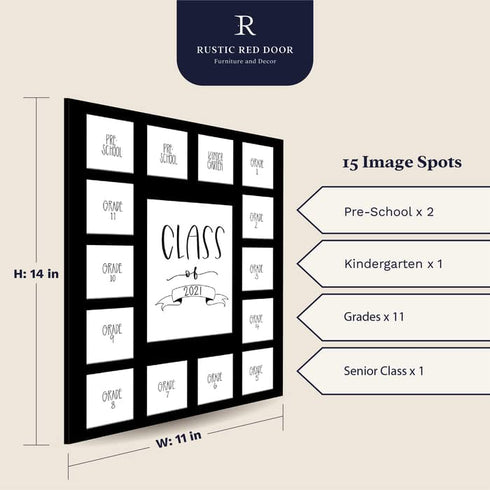 RRD Class of 2031 Photo Mat (11” x 14”) - Photo Collage Picture Frames Mat for School Pictures – School Picture Frame Pre-K to 12 Mat - No Frame Black Photo Mat from Pre-K to Graduation (15 Photos)