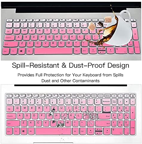 Keyboard Cover Skin for 2020 2021 Lenovo Ideapad 3 15 15.6 17.3 Inch Laptop Keyboard Cover Protector (with Numeric Keypad), 2020 Lenovo Ideapad 3 15 Accessories, Ombre Pink (US Layout)