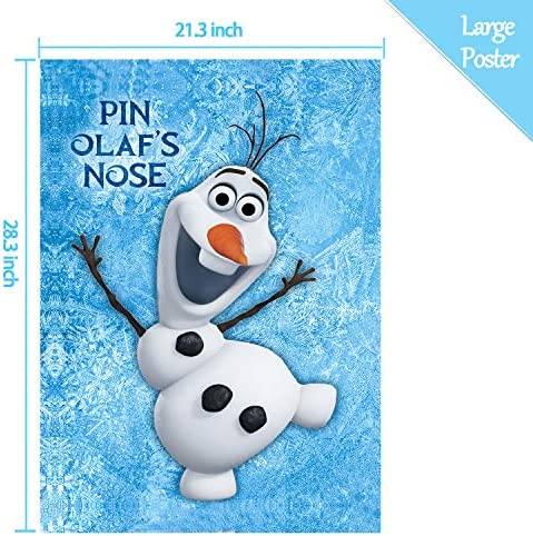 Eazyco Froze Party Supplies, Pin The Nose on Olaf, Froze Party Games, Large Poster 24PCS Nose Stickers for Frozen Theme Birthday Baby Shower Party Favors Decorations