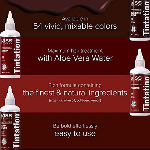 Kiss Tintation Semi-Permanent Hair Color Treatment 148 mL (5 US fl.oz) (Cajun Spice)