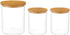 INIUNIK 3 Pack Glass Qtip Holder Dispenser, 20 oz and 11 oz Clear Glass Apothecary Jars, Bathroom Vanity Canisters Organizer Jars for Cotton Swabs, Balls, Rounds, Pads, Floss, Bath Salts