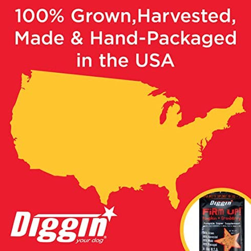 Diggin’ Your Dog Firm Up Pumpkin for Dogs & Cats with Cranberry, 100% Made in USA, Pumpkin Powder for Dogs, Digestive Support, Apple Pectin, Fiber, Healthy Stool, 4 oz