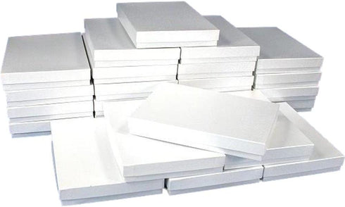 White Swirl Cotton Filled Jewelry Box #75 (Pack of 10)