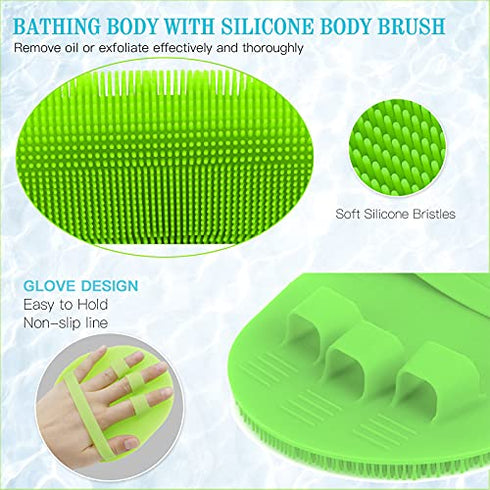 INNERNEED Silicone Body Scrubber Gentle Exfoliating Glove Shower Brush Soft Bristles - Improves Skin's Health and Beauty (Pack of 2)