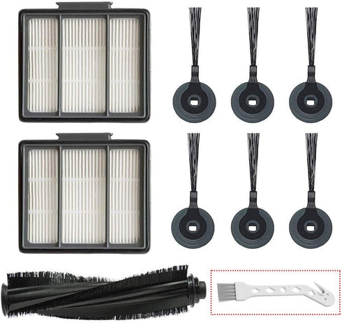Lemige 10 Pack Replacement Filter Side Brush for Shark ION Robot Vacuum R85 RV850 S86 S87 S88 R71 R72 R75 RV761 RV771 RV871 AV751 AV752 AV753, 1 Main Brush & 2 Filters & 6 Side Brushes & 1 Clean Brush