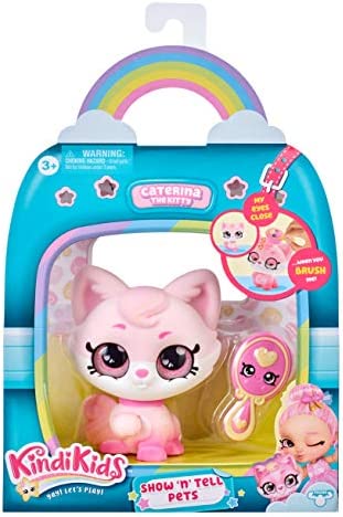 Kindi Kids Show N Tell Pets - Caterina The Kitten - 4" Pet and Shopkin Accessory - 2pc