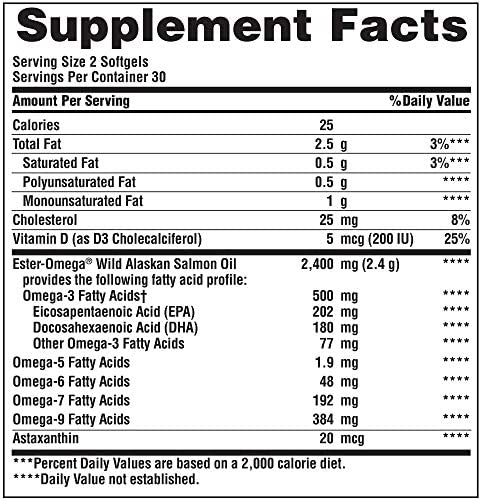 Puritans Pride All in One Omega 3, 5, 6, 7 and 9 with Vitamin D3, 60 Count