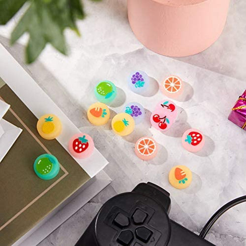 Skylety 26 Pieces Replacement Silicone Lemon Fruit Design Thumb Grip Caps Analog Stick Cover Joystick Cap Luminous Cover Compatible with Nintendo Switch, Switch Lite Joy-Con Controller