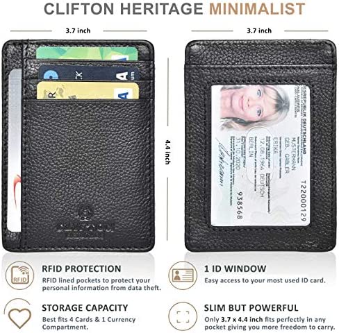 Leather Wallet for men with Credit card holder RFID blocking for men and women (Charcoal)