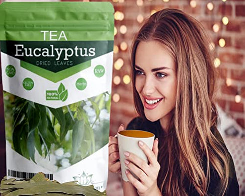 Eucalyptus Whole Leaves, Hojas enteras de eucalipto 2 oz/56.6 Gr, Herbal Loose Tea, whole leaf 2 oz eucalipto tea, Non-irradiated, help in colds, sore throats & digestion.2 oz Resealable Stand Up Pouch to Ensure Freshness