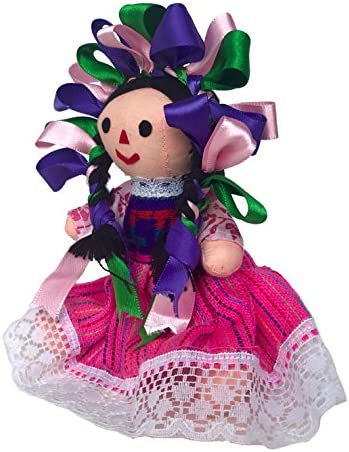 Mexican Handmade Traditional Maria Rag Doll - 7 inches - Pink