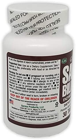 Germa Bile Salts Natural Dietary Supplement, for Liver Support / Sales Biliares Suplemento Dietetico Natural, Ayuda Higado 30 Tabs