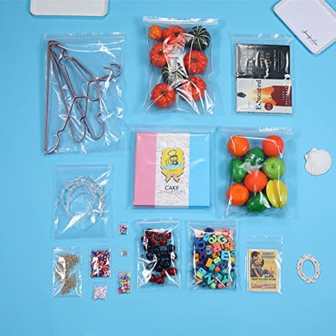 Somoga 50 PCS 11" x 15" Large Thick 2.4 Mil Clear Zip Poly Bags Plastic Reclosable Zip Seal Lock Bags Clothing Shoes Toys Prints Zipper Bag