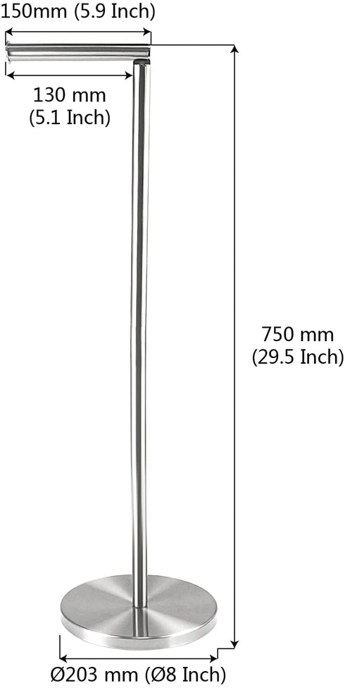 YCWIN Freestanding Toilet Paper Holder Stand with Storage for 6 Rolls of Toilet Tissue for Bathroom, Modern Toilet Paper Roll Holder Stand, Rustproof Stainless Steel Finish, Weighted Pedestal, Silver