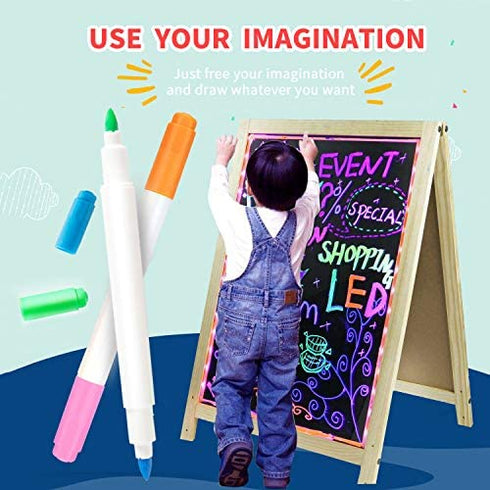 YR Dual Sided Neon Pens For Light Up LED Board, Neon Markers Applicable For Draw, Sketch, Create, Doodle, Art, Write, Learning Tablet, 6 Packs