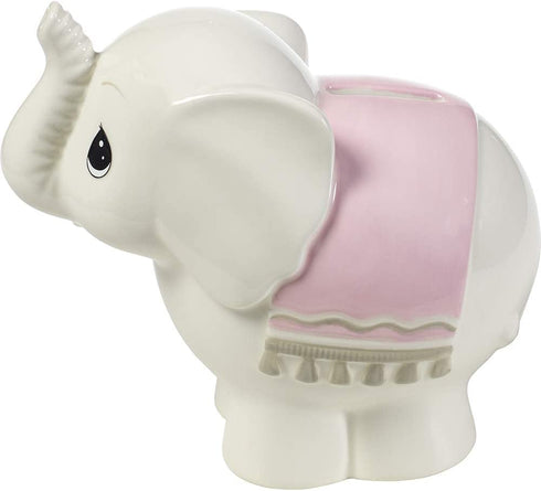 Precious Moments Baby Ceramic Figurine Elephant Money Bank, One Size, Pink