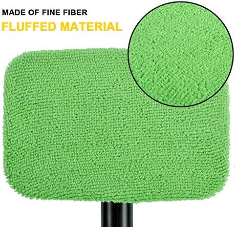 eFuncar Microfiber Cleaning Cloth for Windshield Cleaning Tool, Windshield Cleanner Wand Replaceable Glass Cleaning Bonnets, Interior Auto Window Cleaner Washing Pads, Fit 5”, Green, 5 Pack