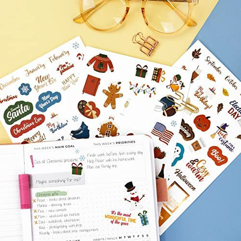 Clever Fox Seasonal Planner Stickers – 600+ Month, Holiday & Seasons Stickers for Your Planner, Monthly Journal & Calendar – 18 Sheets, Set of Stickers & Washi Tape by Clever Fox (Seasonal Pack)