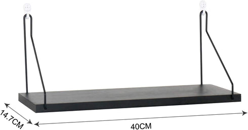 Floating Shelves Decorative Shelves Wooden Wall Mounted Shelf for Bedroom Living Room Kitchen and Office (Black,15.8 in)