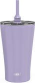 Zak Designs Alfalfa Stainless Steel Vacuum Insulated Double Wall Tumbler with Flexible Silicone Straw, Travel Tumbler with Splash Proof Lid Keeps Drinks Cold (18/8 SS, 20oz, Lavender)