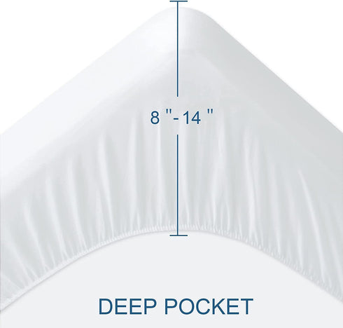 Full Extra Long (XL) Mattress Protector 100% Waterproof & Noiseless & Breathable Cotton Machine Washable Fitted up to 14'' Depth Full XL Mattress Topper Cover