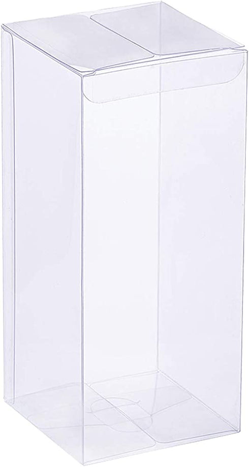 BENECREAT 20 Pack 2.7x2.7x6.3" Plastic Boxes Rectangle Plastic Party Favor Boxes for Wedding Party Treat Candy Cupcakes