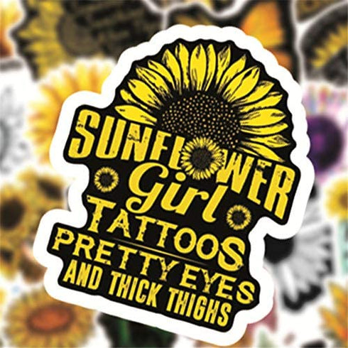 Sunflower Stickers Pack for Laptop,50 Pack Sticker Floral Themed Sunflower Decal for Girls,Vinyl Waterproof Stickers for Girls,Skateboard,Water Bottles,Computer,Phone