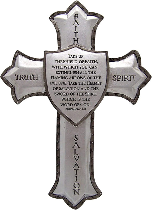 8.25" Armor of God Wall Cross - Ephesians 6:16-17