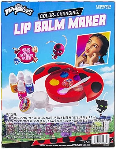 Miraculous Color-Changing Lip Balm Maker, Make Your Own Ladybug Lip Gloss Kit, Travel-Friendly Lip Balm Palette Great for Miraculous Parties & Group Activities, Perfect for Kids Ages 6, 7, 8, 9, 10